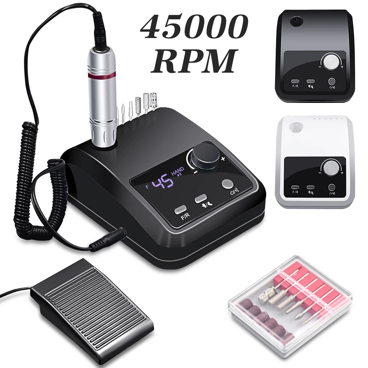 Electric Nail Drill 45000 RPM Electric Nail Drill Machine for Nails Electric File HD Display Metal Manicure Pen Professional nail lathe Sander