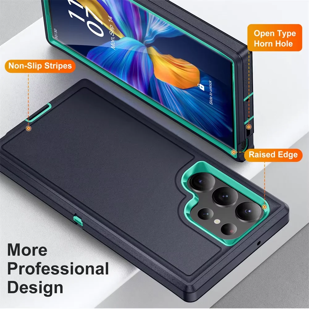 Shockproof Armor Defender Phone Case For Samsung S26 Ultra S24 Plus S23 S22 S21 S20 FE S25 Ultra Hard PC+TPU Stand Protect Cover 3
