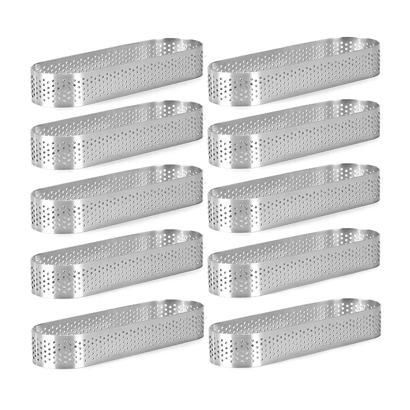 10 Pack Oval Tart Ring Perforated Baking Ring Pastry Ring Stainless