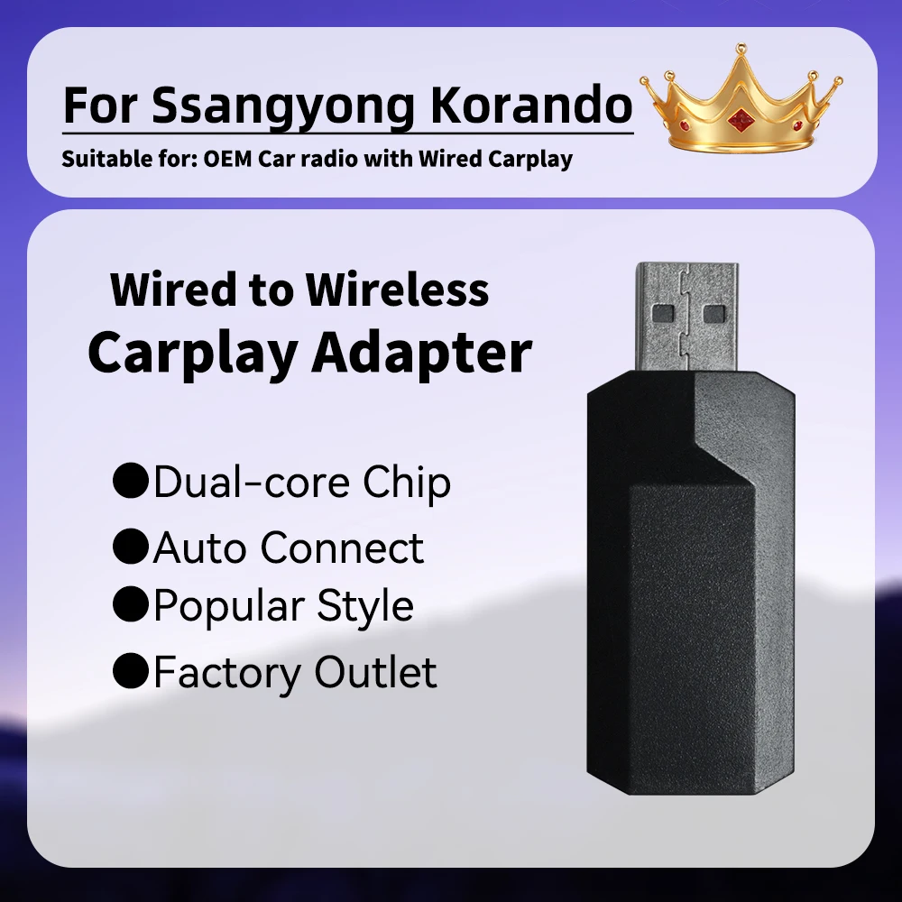 

Smart AI Box Car OEM Wired Car Play To Wireless Carplay Plug and Play New Apple Carplay Adapter for Ssangyong Korando USB Dongle