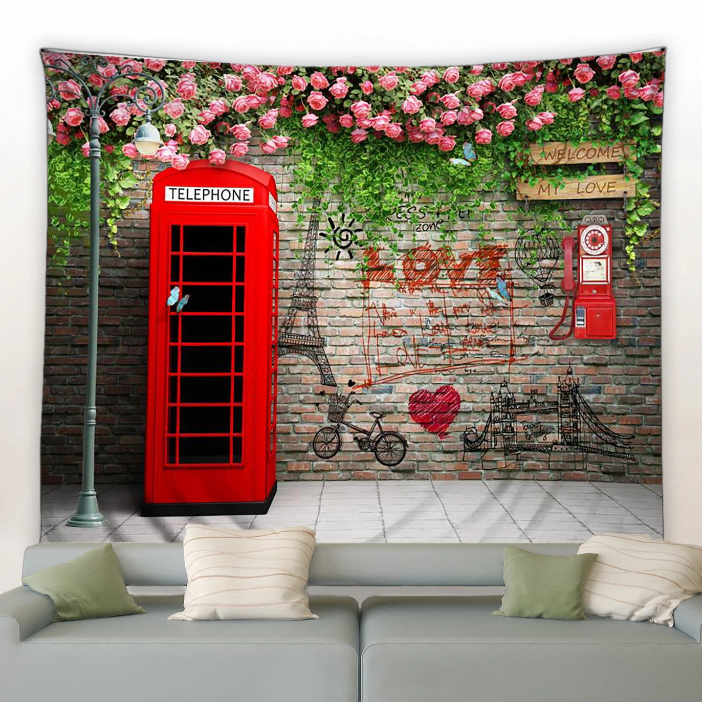 Landscape Big Tapestry Ltaly Rural Small Town Street Retro Style Background Decor Hippie Wall Hanging Tapestries Bedroom Blanket Tapestry Decorations