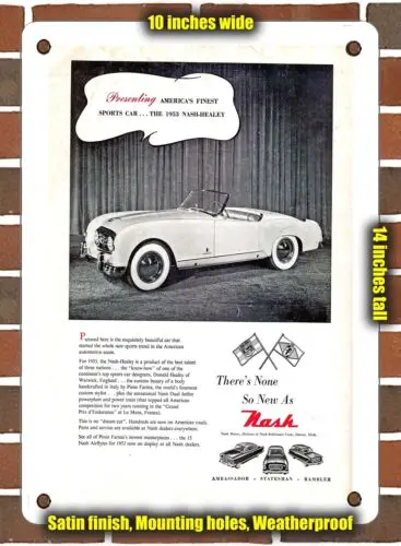 

Металлический знак-1953 Nash Healey Ad - 10x14 дюймов