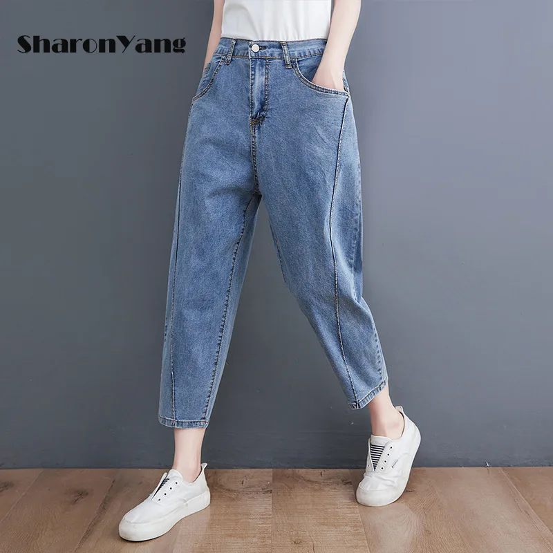

M-3XL Baggy Jeans Woman High Waist Mom Jeans Summer Capri Pants Women Large Size Denim Jeans for Women