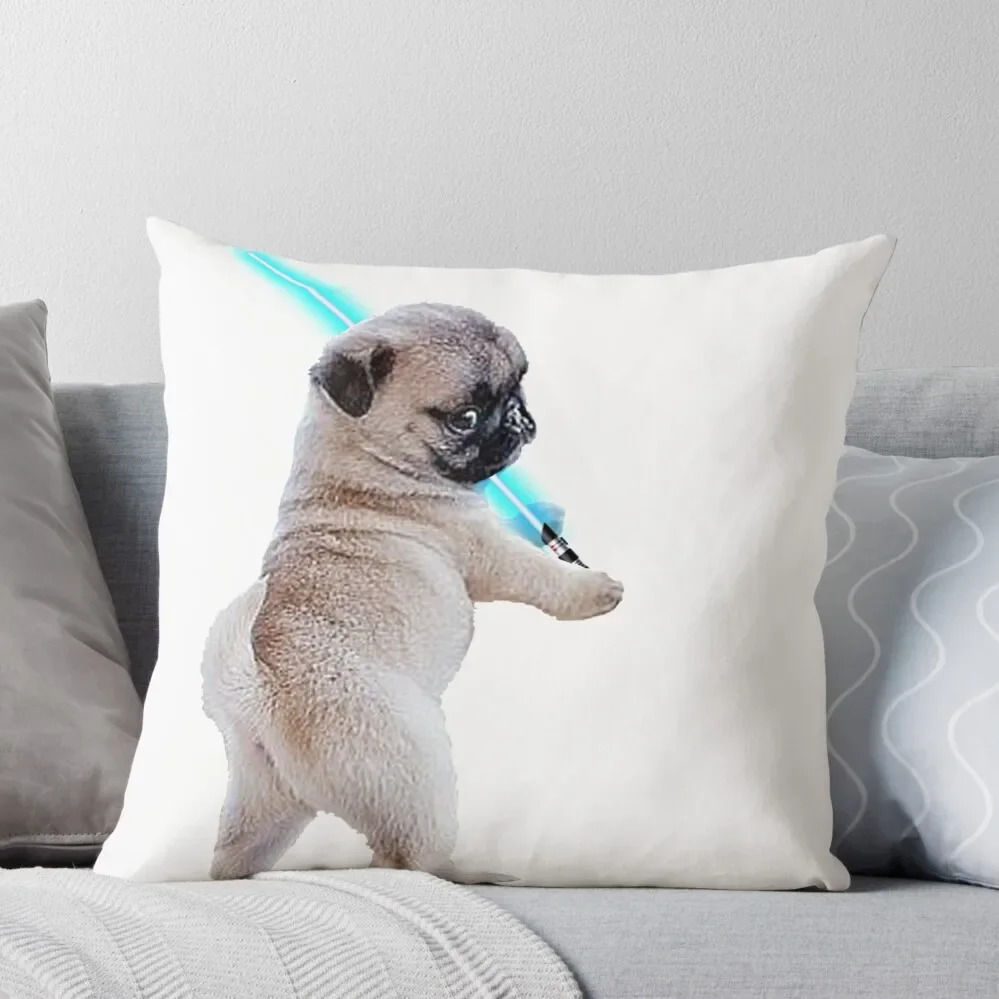 

Pug with Lightsaber Throw Pillow Couch Cushions Decorative pillow case