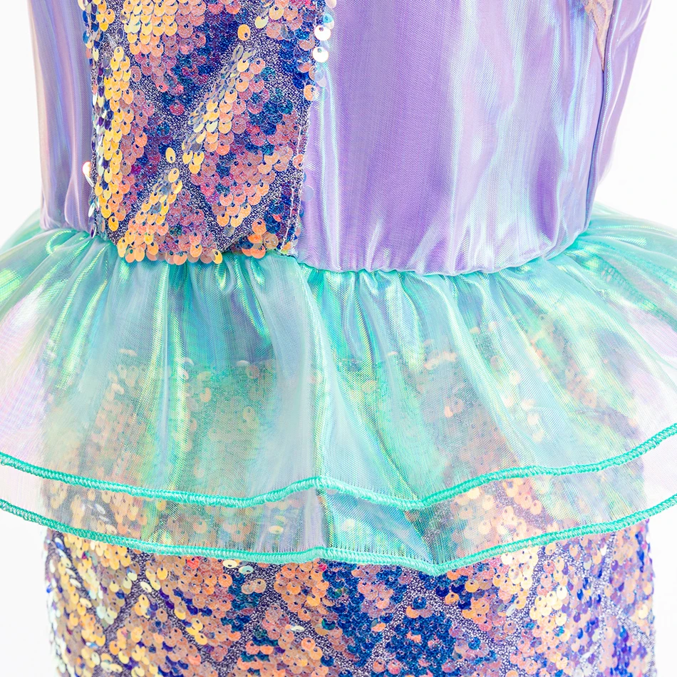 Prium Day Little Girl Mermaid Cosplay Dress Sequins 2pcs Fancy Kid Birthday Party Princess Costume Holiday Party Tail Outfit 18M
