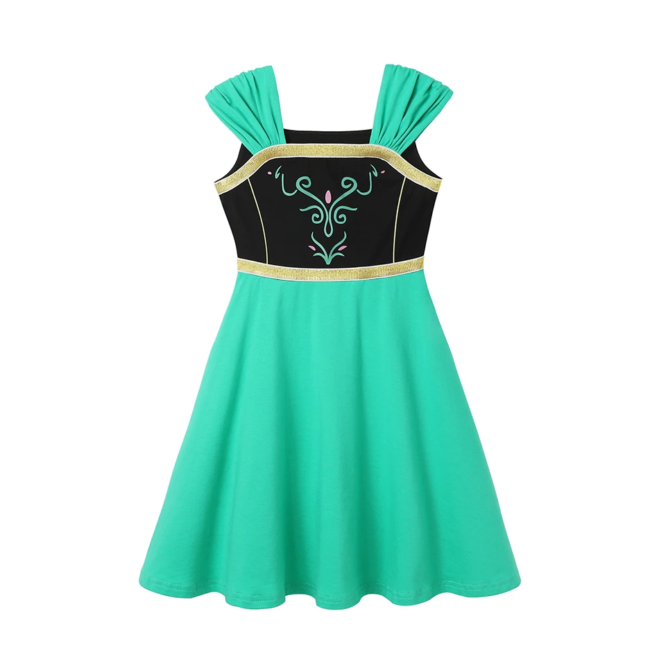 thumbnail image 1 of Vestido de princesa de algodón para niñas pequeñas, ropa informal de fiesta de cumpleaños, vacaciones, sirena, melocotón, Elsa, Anna, blanca, nieve, Verano, 1 of 5