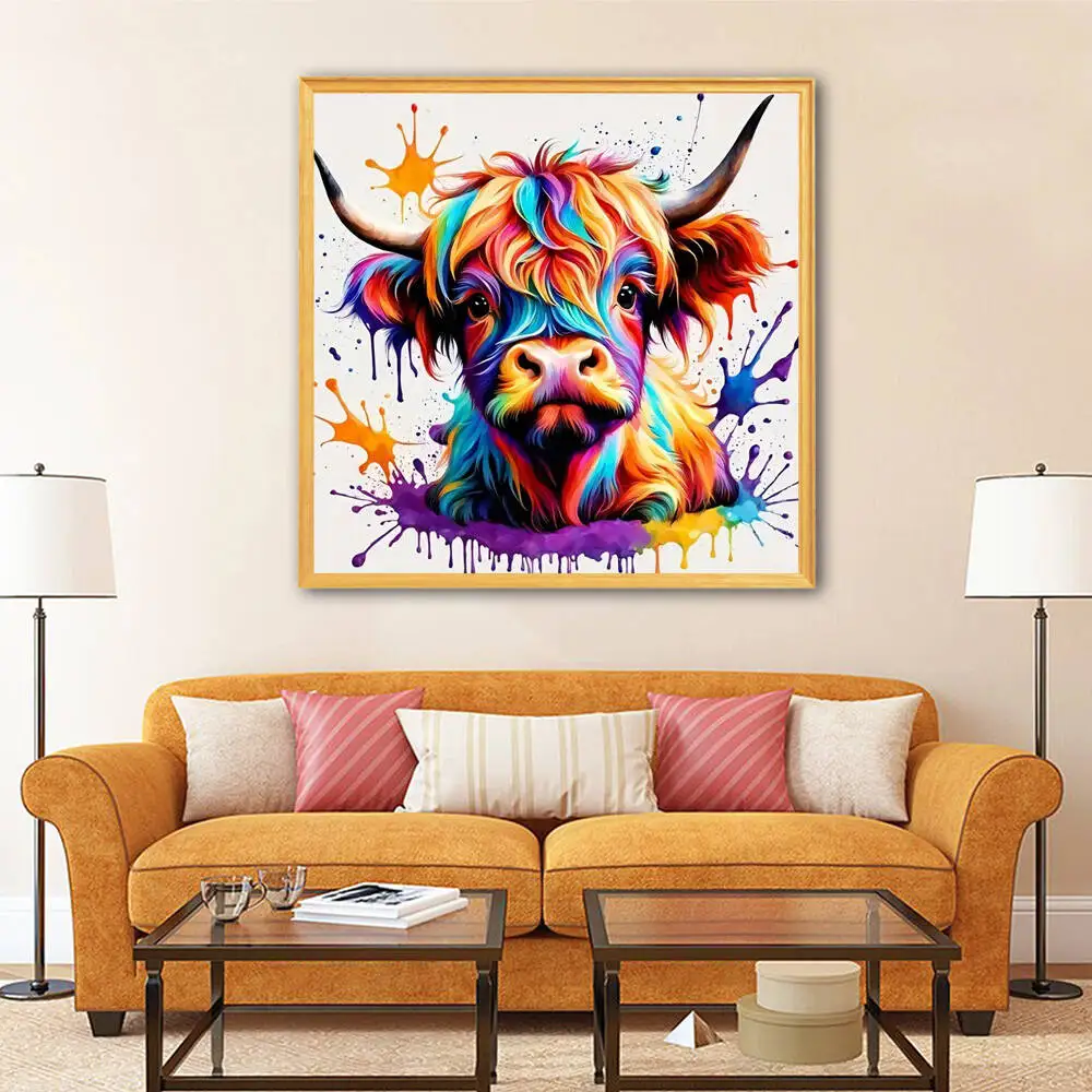 Diamond Painting DIY Diamond Embroidery Wall Decorations Highland Cattle Cow Animal Flower Mosaic diamond painting diamond painting accessories