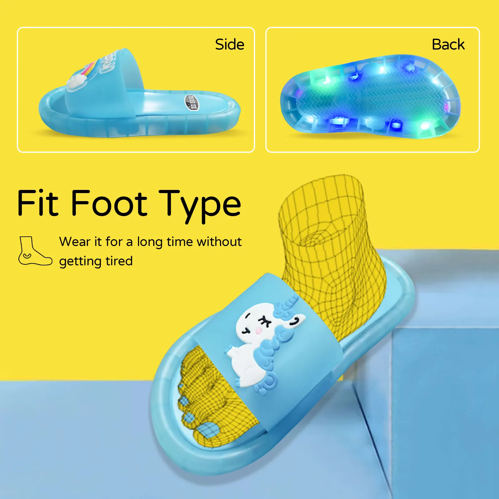 2022 Kids Slippers Cartoon Children Unicorn LED Slippers Baby Bathroom Sandals Kids Shoes for Girl Boys Light Up Shoes Toddler bata children's sandals