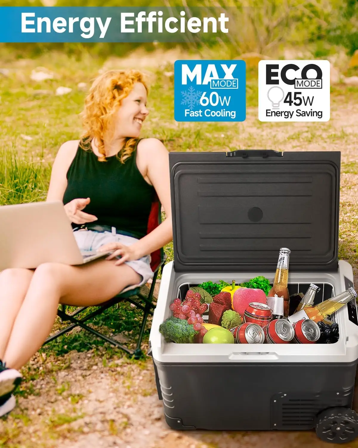 Portable 12V 37-Quart Electric Cooler/Warmer for Vehicles: Compatible with 12/24V DC and 110-240V AC Power