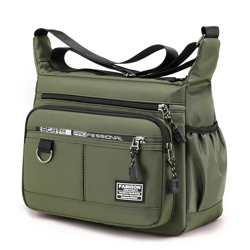 Men's multi pocket casual shoulder bag, with adjustable shoulder straps and zipper closure, is an ideal choice for daily commuti