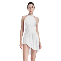 Womens Applique Figure Skating Dress Modern Lyrical Ballet Dance Leotard Tutu Shiny Rhinestone Gymnastic Performance Dancewear - Image 2