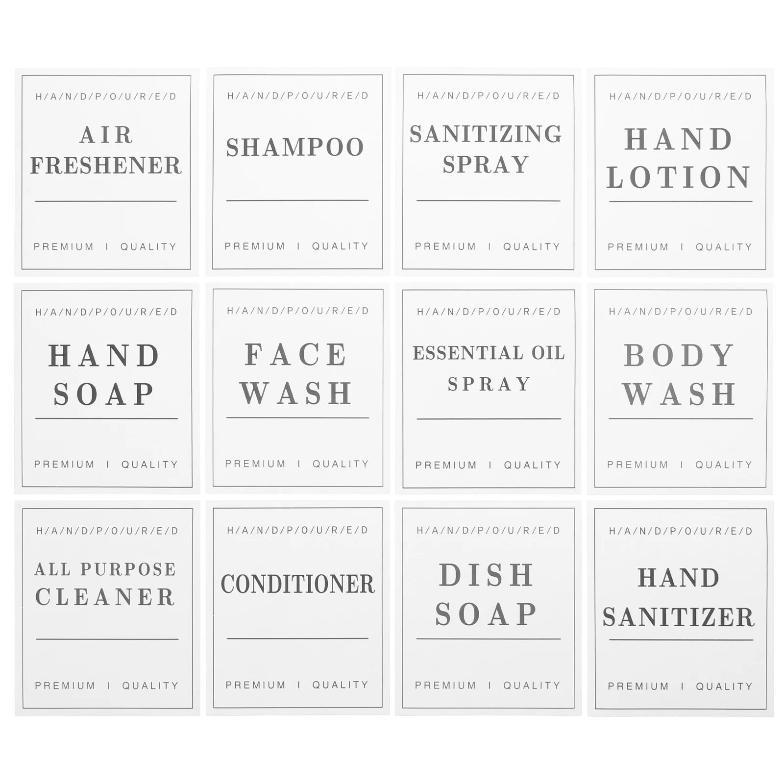 Bathroom Labels Sticker Set for Organizing Waterproof Refillable Bottles