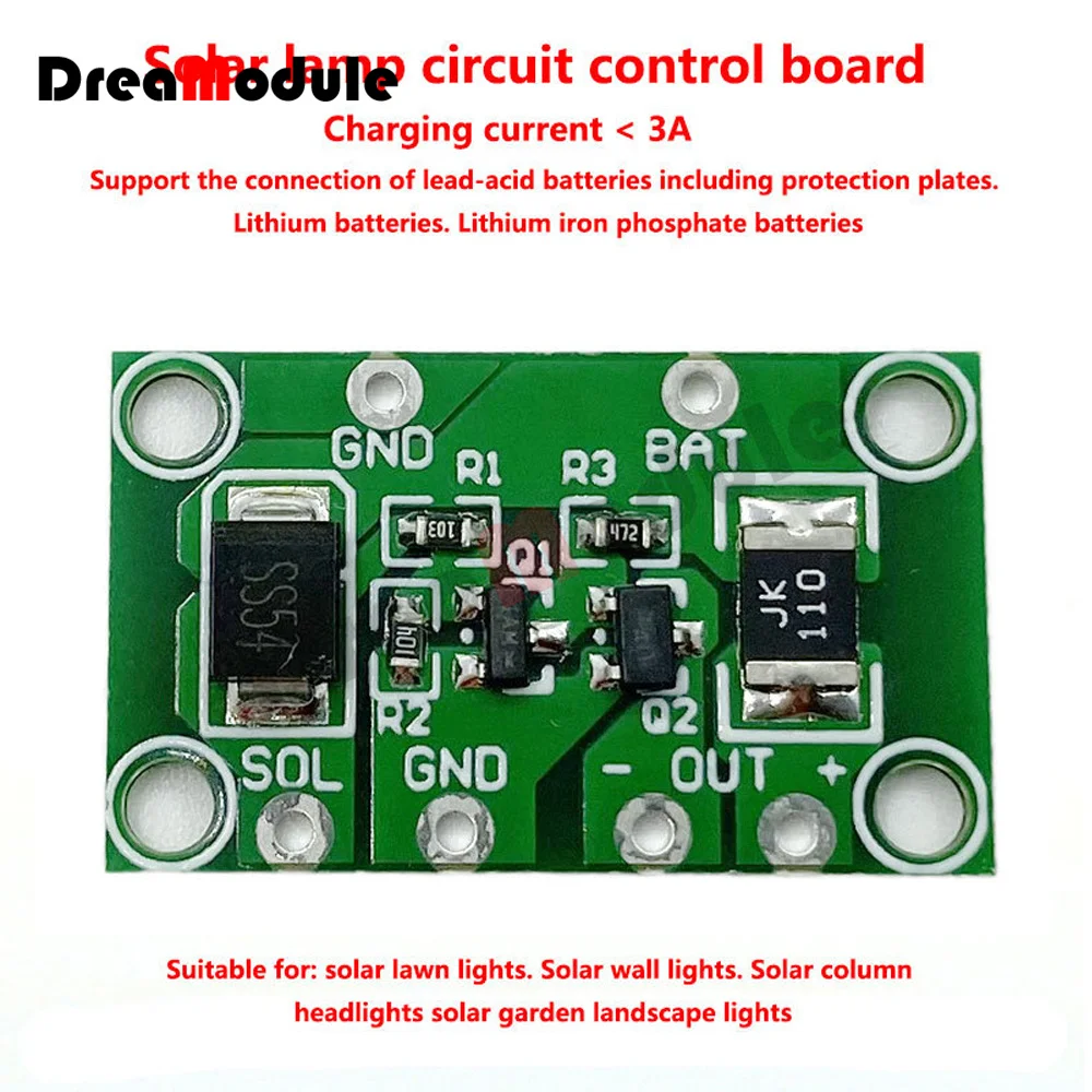 Circuito Controller Per Lampada Solare – 3,7V, Protezione Batteria Al Litio, Sensore Luce Con 3 Livelli