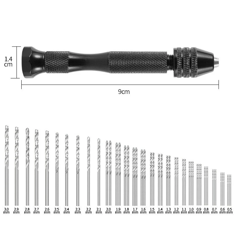 Pin Vise Spiral Mini Micro Aluminum Hand Drill With Keyless Chuck HSS ...
