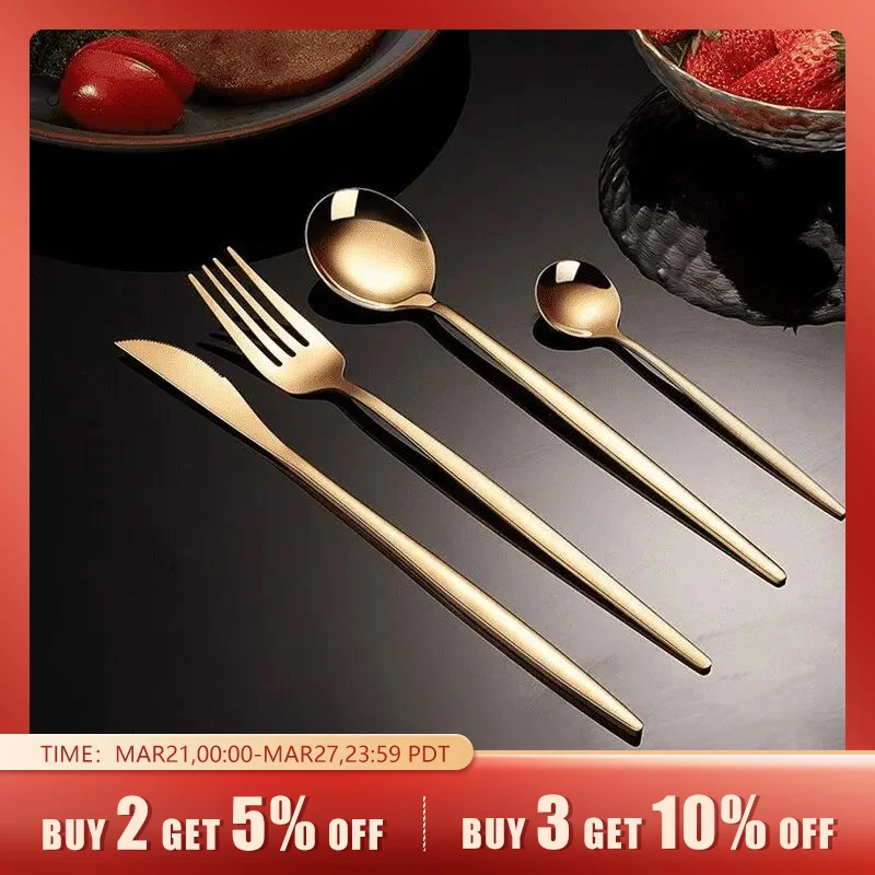 SourceTon Gold Lot De 16 Cuillères à Café Et Fourchettes à