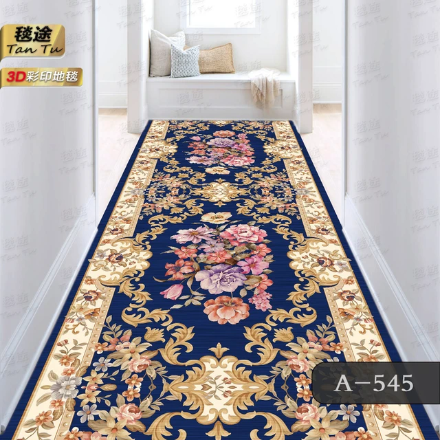 Alfombras de pasillo largas hechas a medida, alfombra de pasillo de  escalera europea, alfombra de Hotel de boda, alfombras de corredor,  alfombrillas antideslizantes de flores - AliExpress