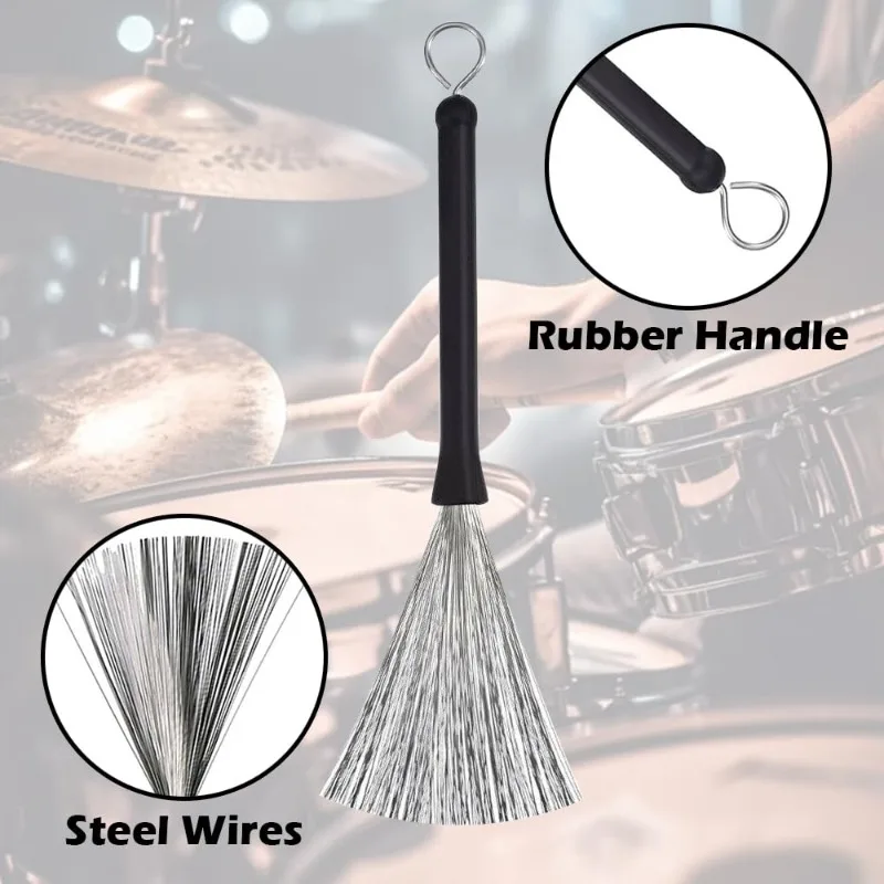 Professional Wire Brushes Drumsticks Drum Accessories Retractable Wavy Drum Brushes Telescopic Percussion