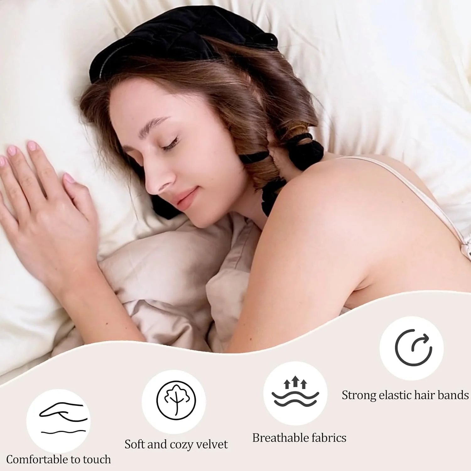 4 in 1 무열 컬 오버나이트, 웨이브용 헤어 컬러, 수면용 무열 컬링 로드, 긴/짧은 머리용 무열 헤어 컬러