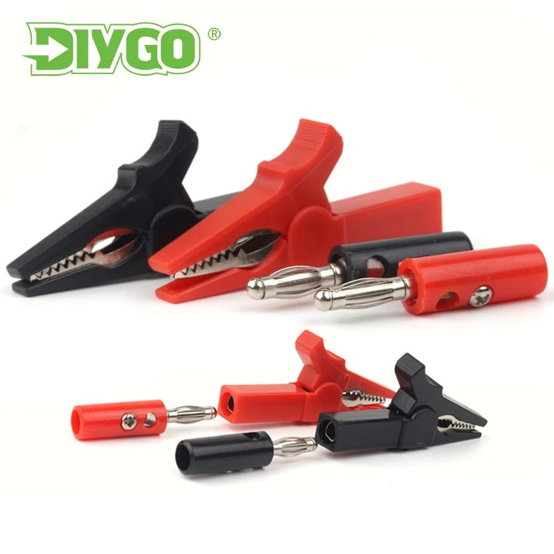 Test Probes 4Pcs/Set Alligator Clip Banana Plug 4mm Cable Clips For Multimeter