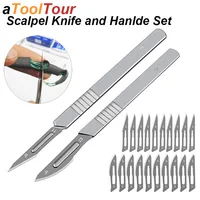 11 23 Scalpel Blade Set Metal Handle Stationery Steel Precision Craft Knife Cutter Wood Carve Stencil Box Open DIY Surgical Tool 1