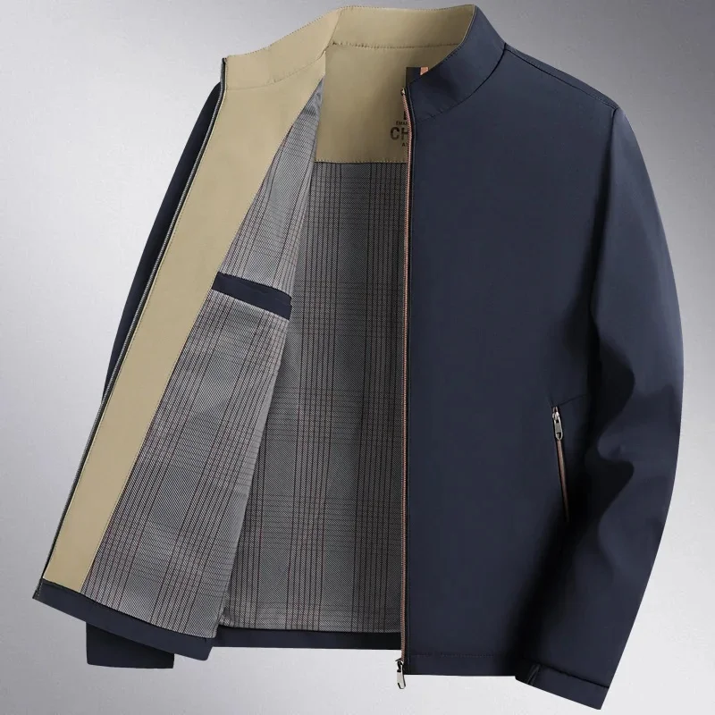 سترة خفيفة الوزن بياقة قلابة للرجال في منتصف العمر...