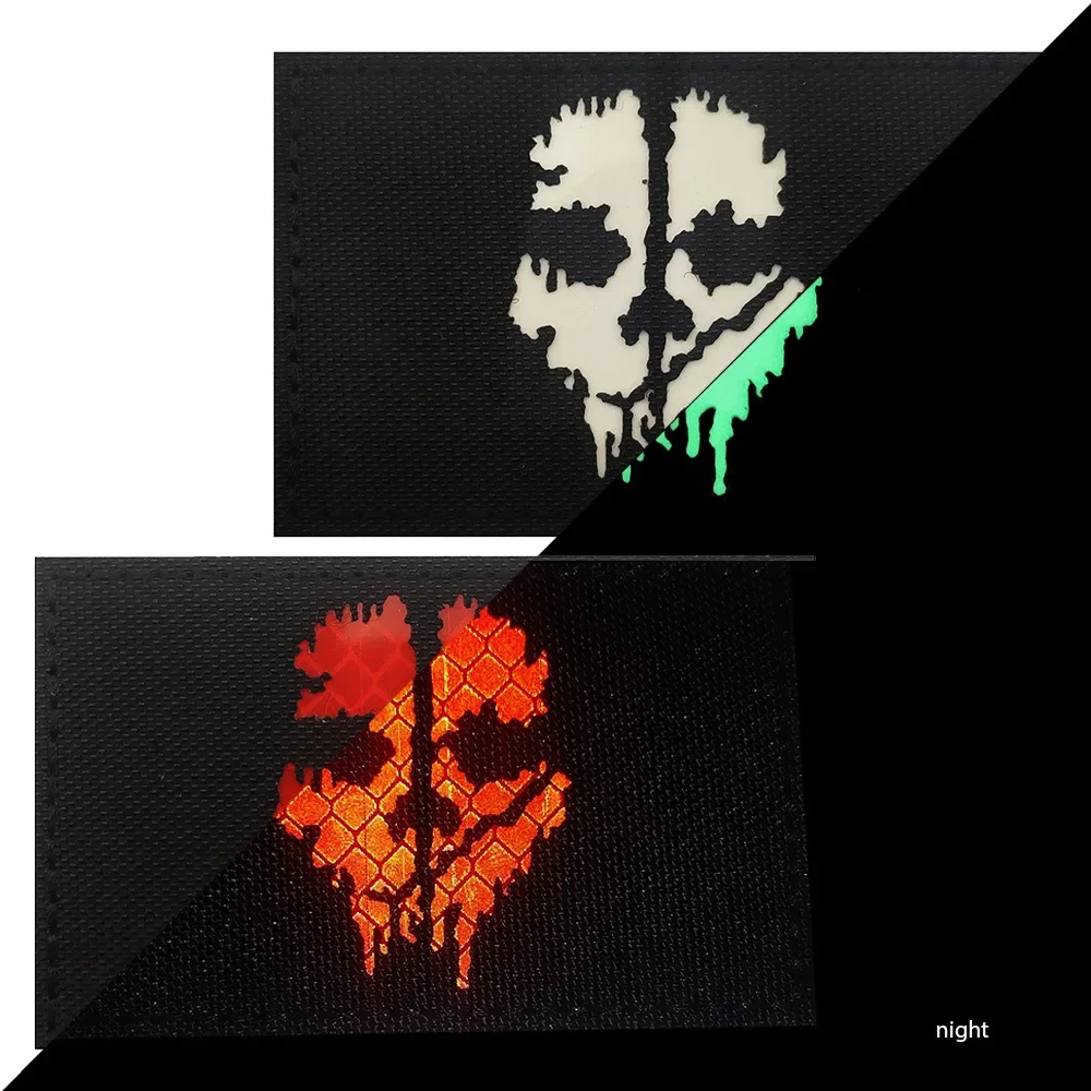 Call Of Duty Ghost Mask Patch Ricamata Tactical Morale Badge On Zaino Jacket Sticker Hook & Loop Patch Per Abbigliamento