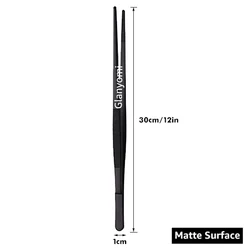 Vibrant Stainless Steel Culinary Precision Tongs for Cooking, BBQ, and Baking Decoration (30 Straight Black)