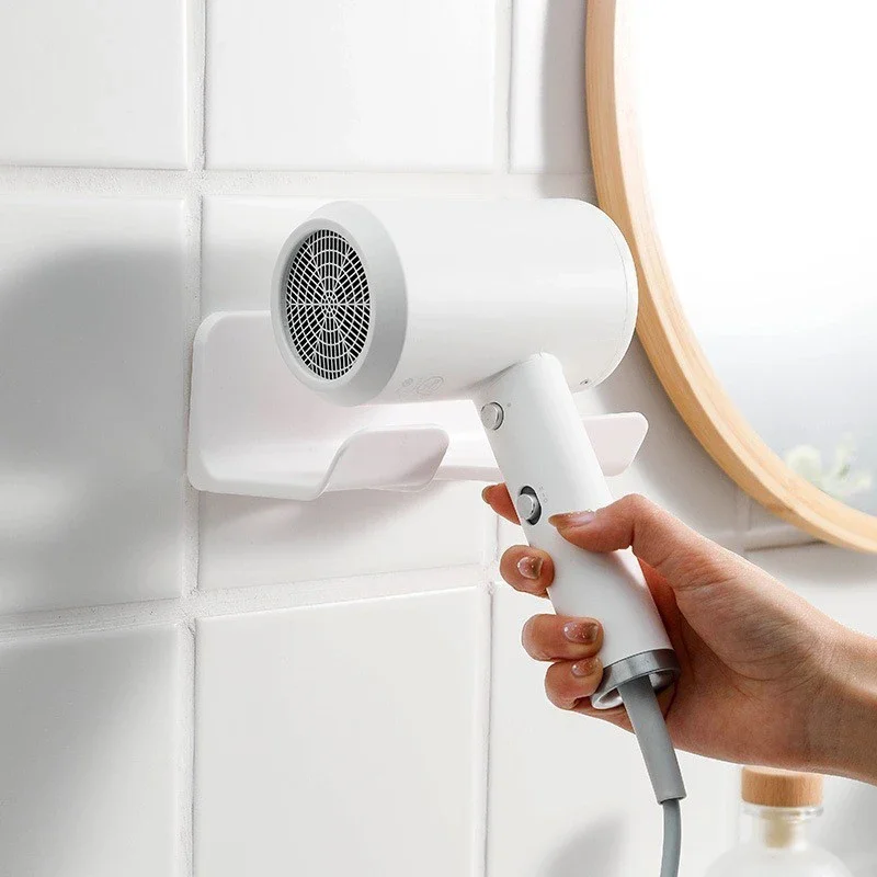 Hair Dryer Holder Hair Tool Holder Hair Dryer Holder Wall Bathroom Shelf Without Drilling Plastic Hair Dryer Stand with Storage Box Toilet Blower Holder Shelf