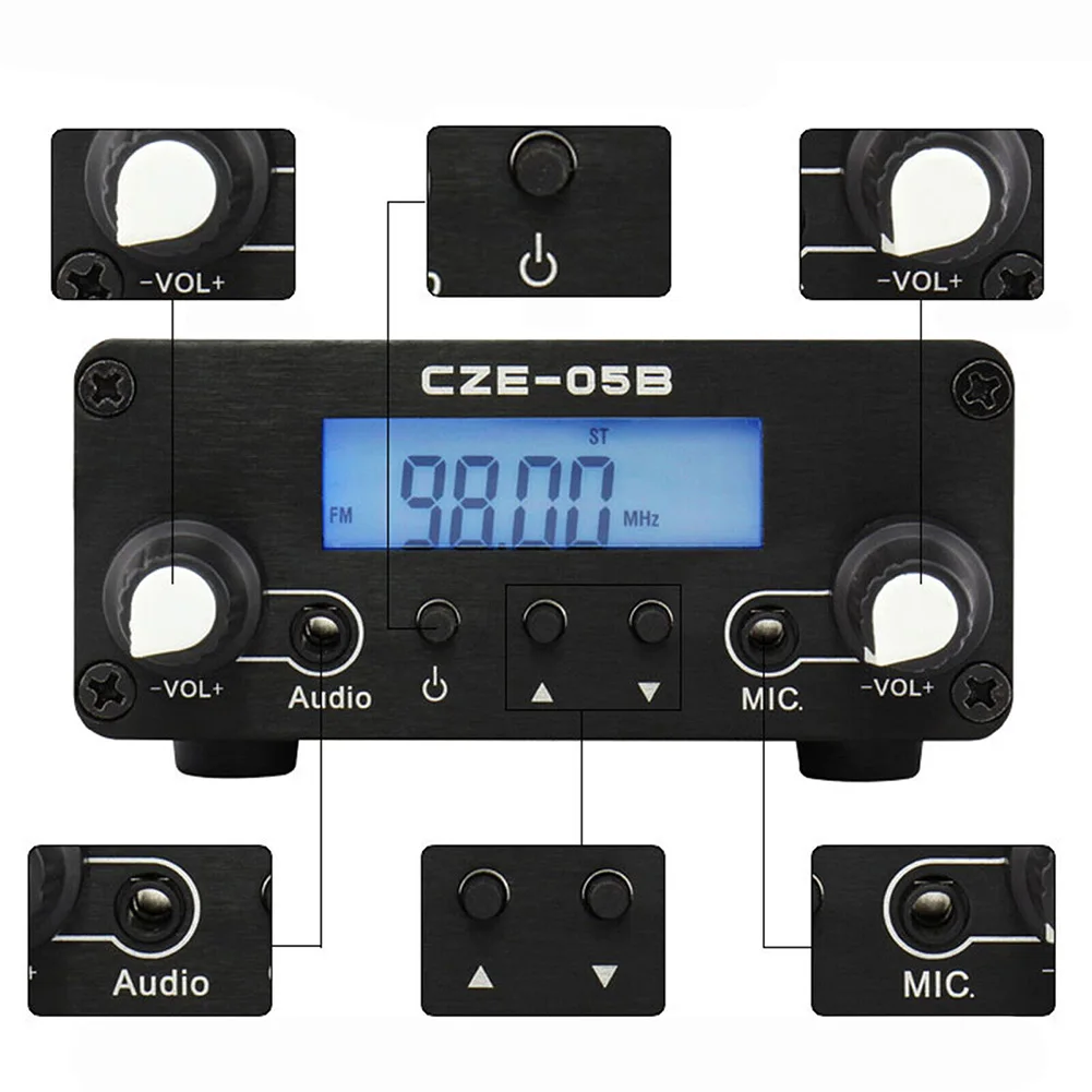 

0.5W 76MHz~108MHz FM Transmitter Stereo Broadcast Station For Drive-In Church 20Hz-15000Hz Audio Frequency Wireless Broadcasting