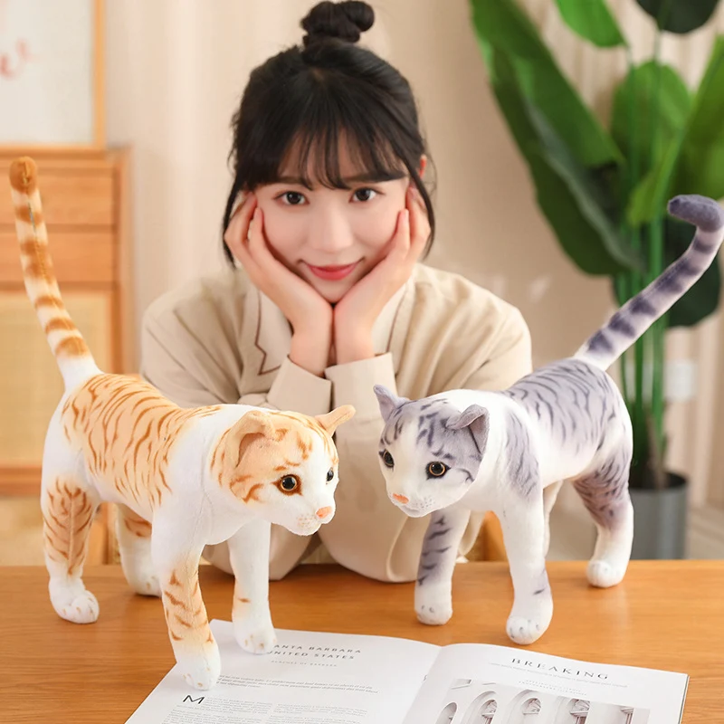 Lifelike Little Cats Plush Toys Soft Stuffed Animals Realistic Pet Kitten Dolls Wildcat for Kids Girls Birthday Gifts Home Decor pet kitten dogs red green purple laser pen toys chaser tease cat pointer pen toys for cats indoor training chaser toys pointer