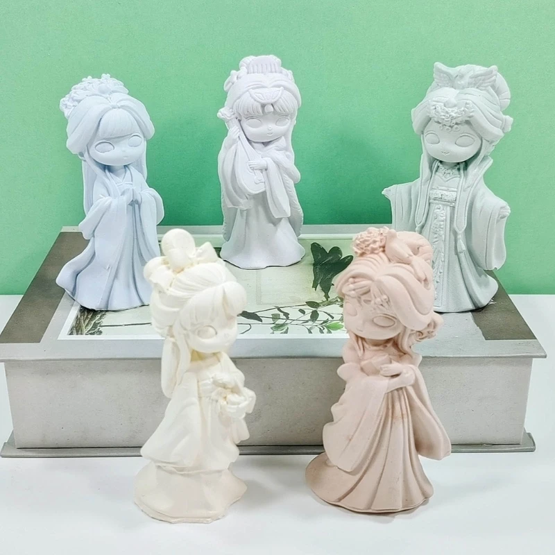 H55A 3D 소녀 실리콘 몰드 촛불 만들기 고대 인형 실리콘 촛불 금형 DIY