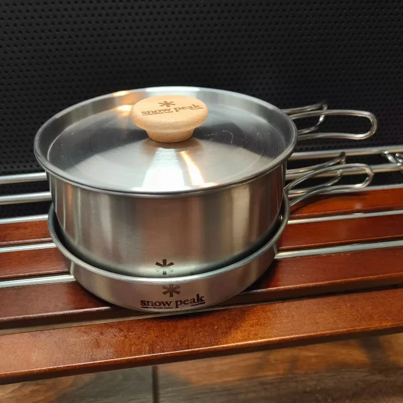 

Snow Peak Portable Outdoor Pot Set Camping Cookware Stainless Steel Camping Tableware Camping Pan