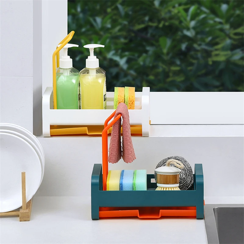 Kitchen Sink Drain Shelf Organizer for Sponge Soap Rag Towel Holder Storage Basket Dish Drying Spice Rack Bathroom Accessories 4