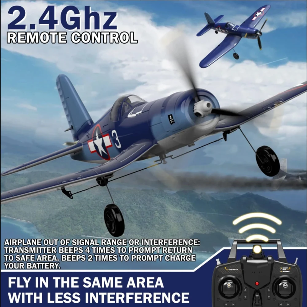 New Volantexrc F4U Corsair RC Plane Aerobatics 2.4G 4CH EPP Foam 400mm Wingspan Remote Control Airplane Aircraft Fighter761-8 V2 5