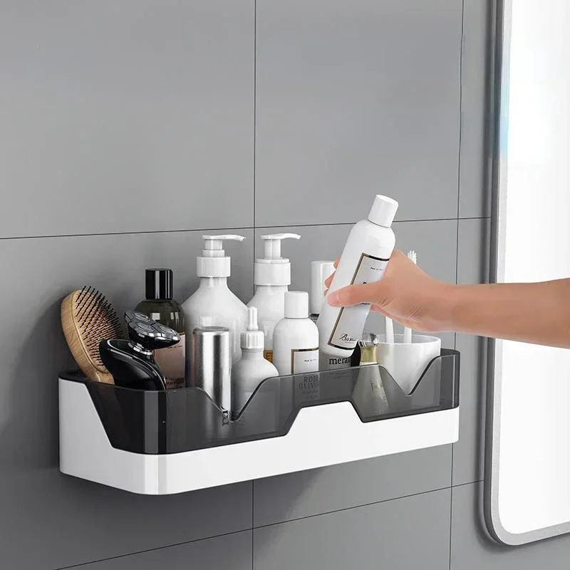 Bathroom Shelf Organizer Shower Storage Rack Black Corner Shelves Wall Mounted Aluminum Toilet Shampoo Holder No Drill 2