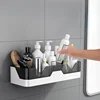 Bathroom Shelf Organizer Shower Storage Rack Black Corner Shelves Wall Mounted Aluminum Toilet Shampoo Holder No Drill 2