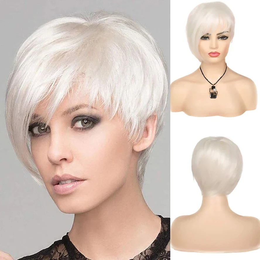 

Real Remy Human Hair Blend best male full Wigs Natural looking Wig Short Blonde layered Costume Wig for Men with bangs