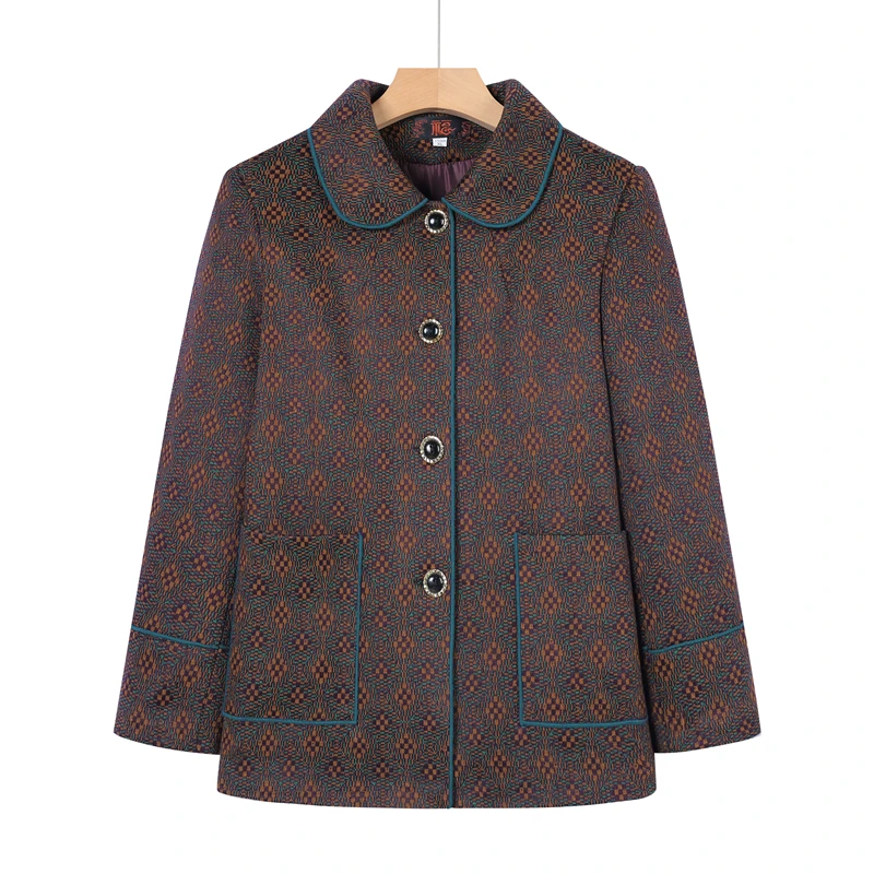 

Grandma Autumn Coat Top Casual Long Sleeve Middle-aged Women Spring Jacket Mother Overcoat 5XL