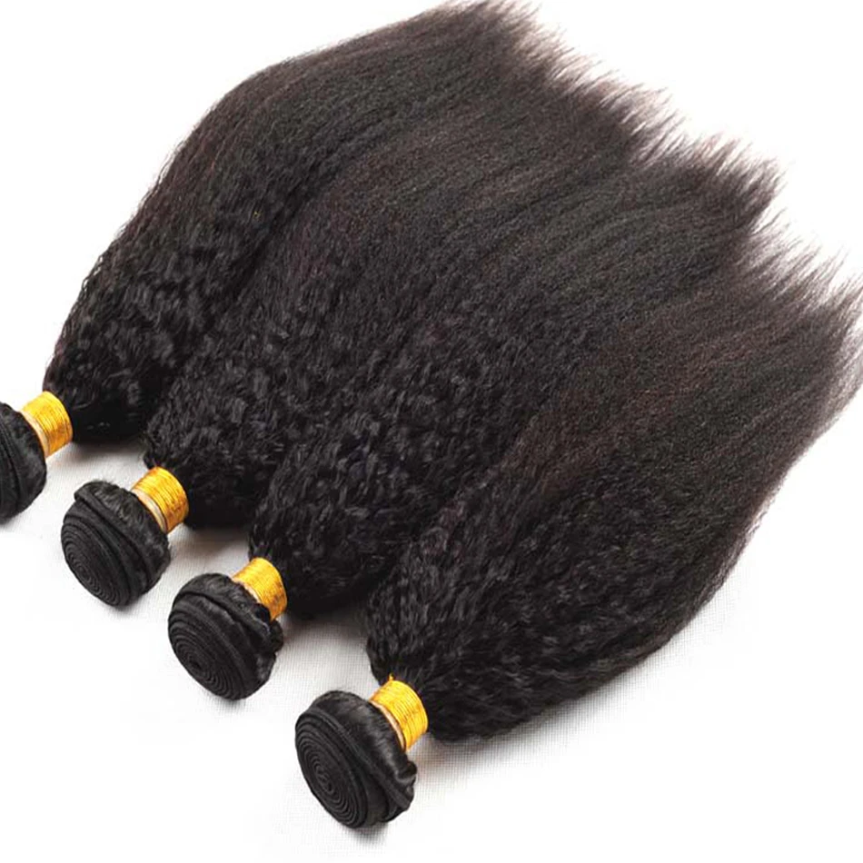 Kinky Straight Hair Bundles Human Hair Extensions for Woman Cheap Yaki Straight 1/3/4 Bundle Deals Natural Weave