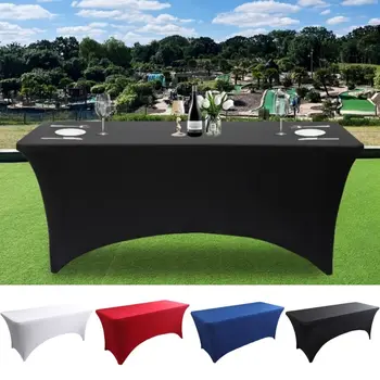 Black Stretch Rectangular Table Cover 4/6FT 1