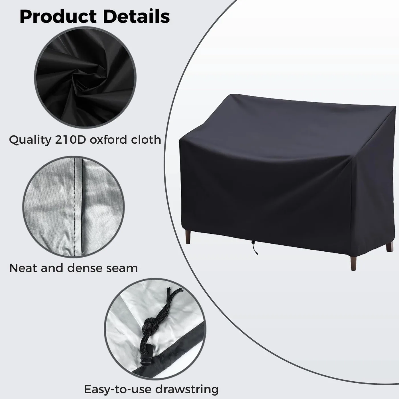 1PC Oxford Cloth Black Garden Furniture Cover Windproof Protective Cover Dustproof Outdoor Garden Chair Table Sofa Protector 2