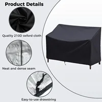1PC Oxford Cloth Black Garden Furniture Cover Windproof Protective Cover Dustproof Outdoor Garden Chair Table Sofa Protector 2