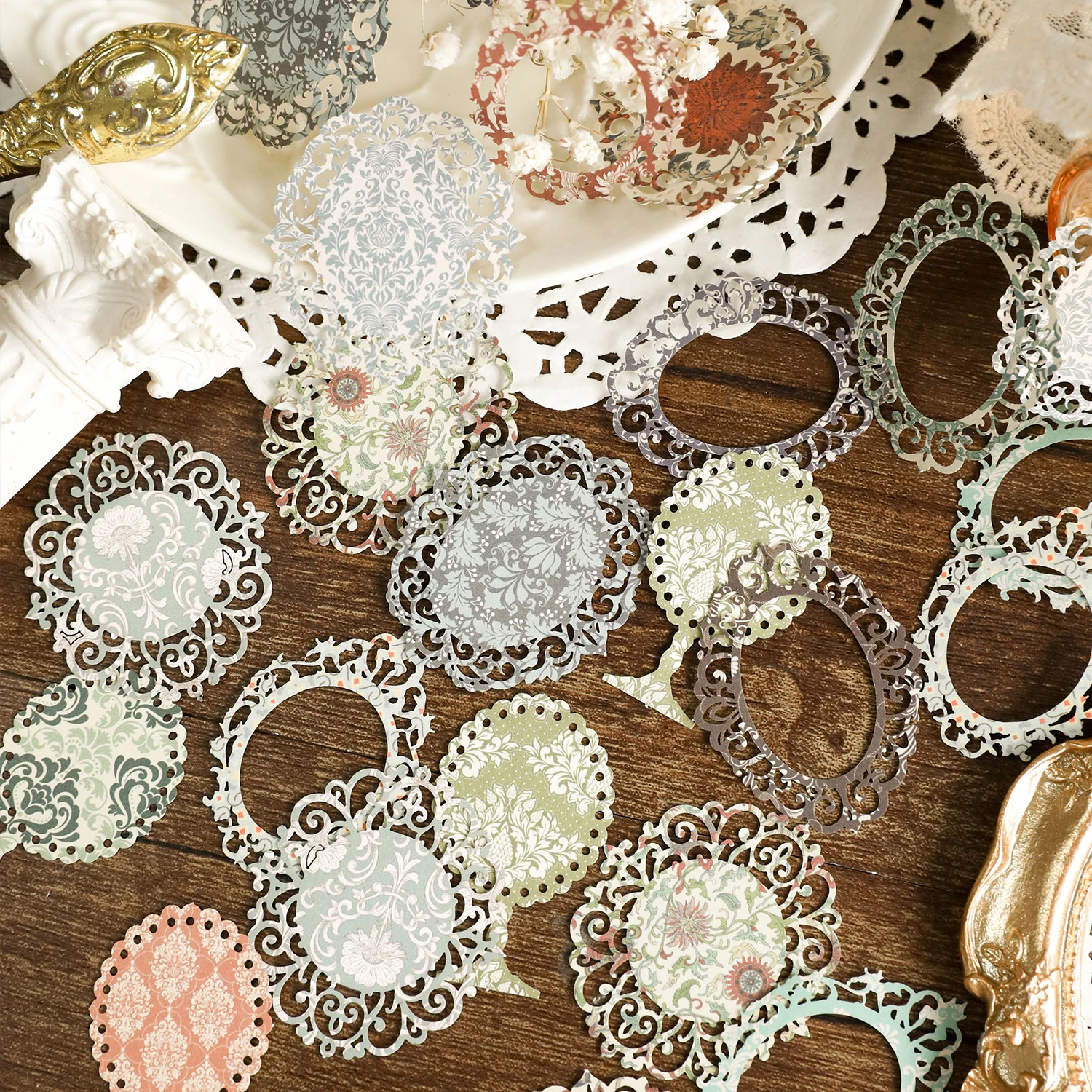 30pcs/pack Decor Scrapbook Hollow lace Materials Paper Combo Kit DIY Junk Journal Collage Photo Album Vintage Stationery 4