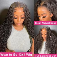 Wear And Go sans colle vague d'eau perruques humaines 250 densité eau profonde frontale perruque 13x6 dentelle bouclée dentelle 18A perruque de cheveux humains pré-plumé 3
