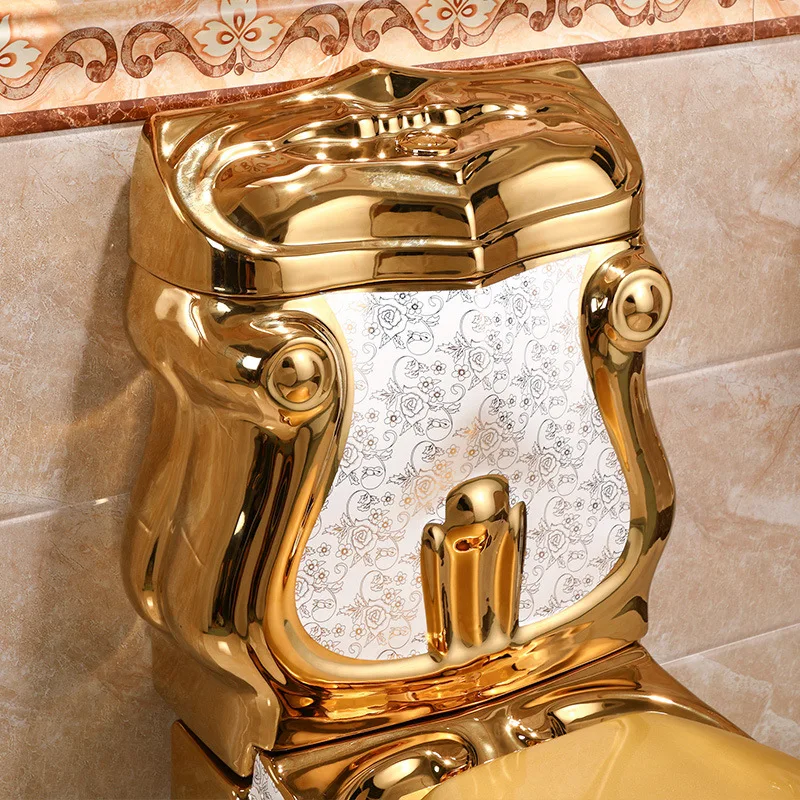 Royal vintage golden plated color bathroom sanitary ware luxury toilet bowl  and pedestal wash basin sink ceramic gold toilet set