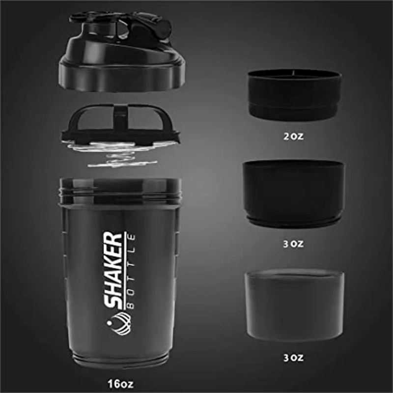 Protein Shaker Bottle With Powder Storage Container-shaker Cups