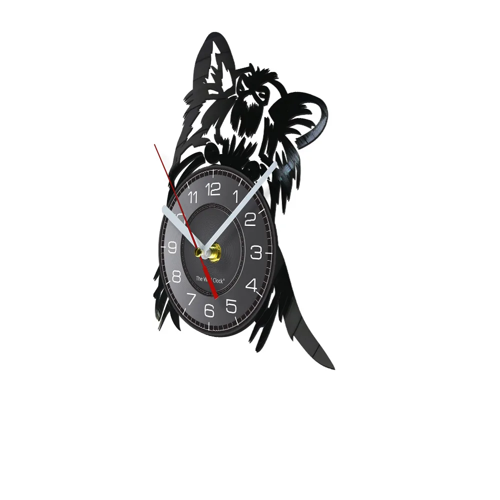 Yorkie Portrait Artist Dog Pet Shop Wall Art Wall Clock Puppy Ricky Yorkie Vinyl Record Clock Yorkshire Terrier Dog Breeds Gift 3
