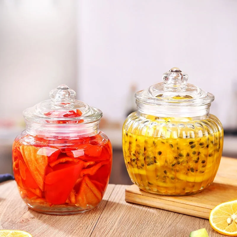 Large Size Glass Bottle Pile Jar Sed Container with Lid for Home Use Fermentation Preserving Wine ing Storage Cro