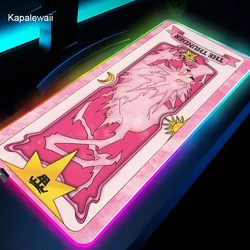 Cardcaptor – tapis de souris Sakura RGB pour filles, accessoire de bureau et PC de jeu en caoutchouc avec LED, taille XXL, Mato 