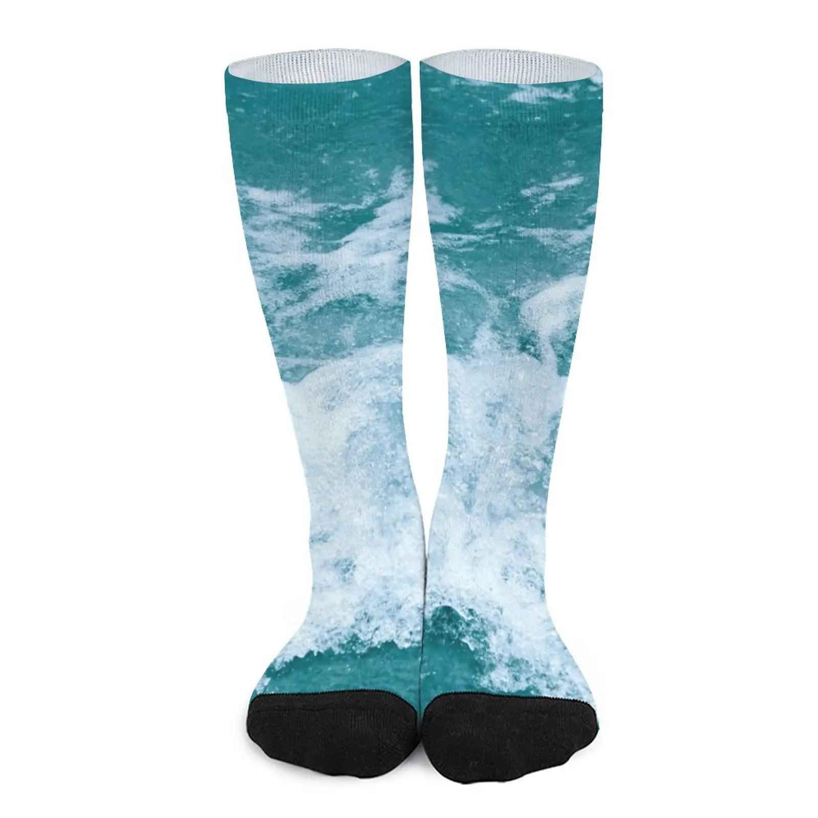 Teal Blue Green Ocean Wave Socks Sock woman retro lineman are heroes socks retro heating sock gifts for men socks for women